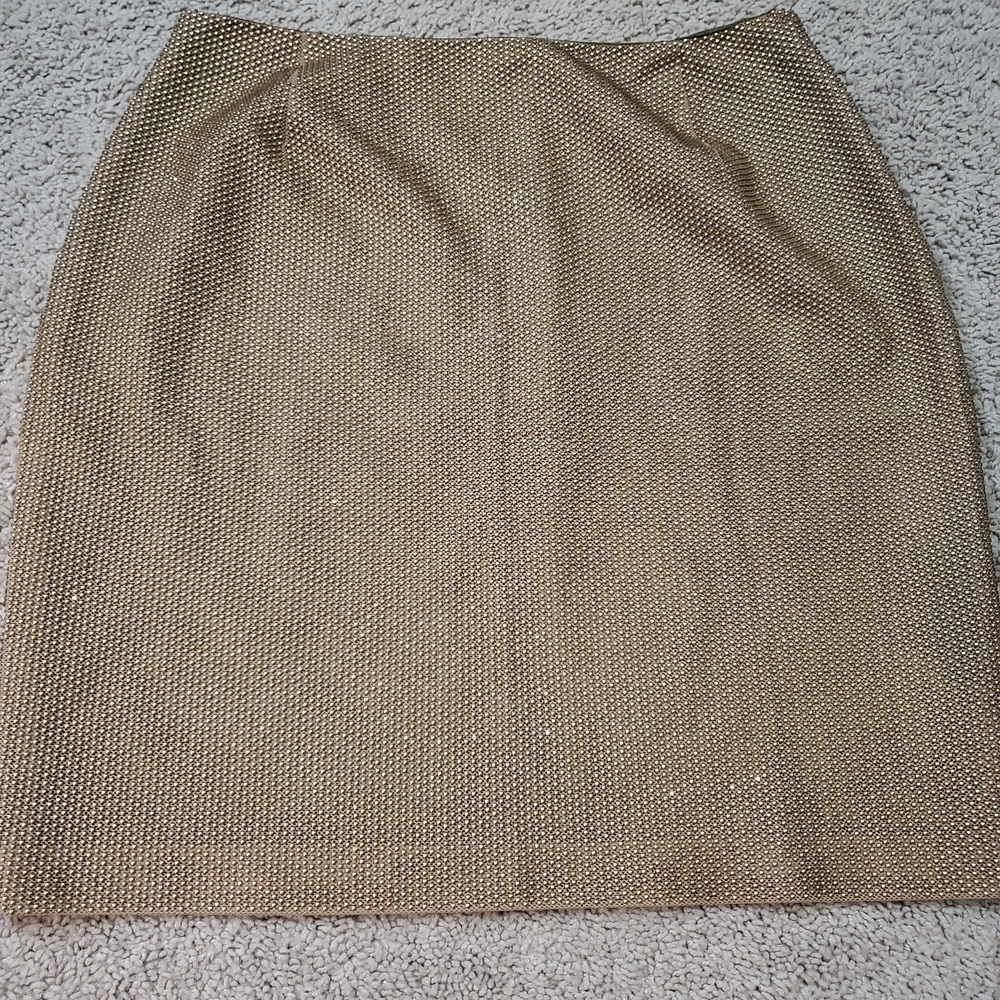 Vintage Henri Bendel Cynthia Steffe Gold Tone Studded Textured Skirt